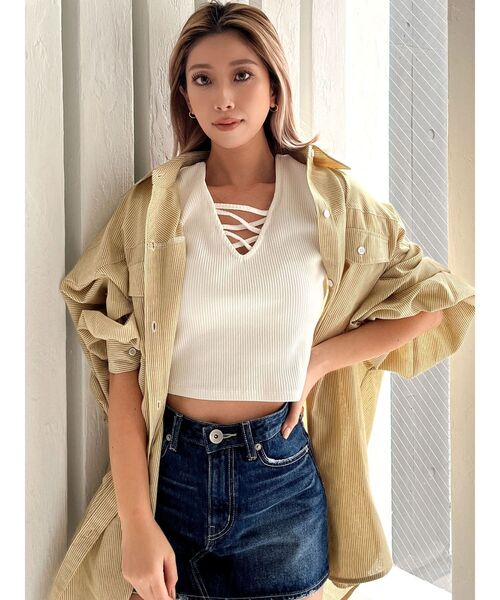 GYDA（ジェイダ）の「2WAYバインダーショートトップス（Tシャツ/カットソー・レディース・ブラック/ミント/オフホワイト/その他1・FREE）」の13枚目の写真