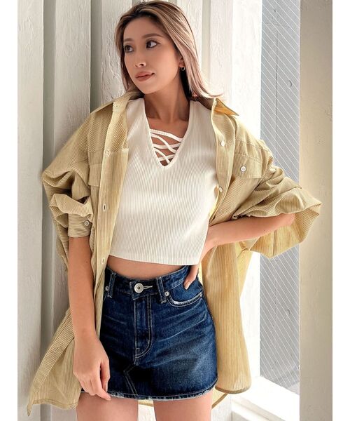 GYDA（ジェイダ）の「2WAYバインダーショートトップス（Tシャツ/カットソー・レディース・ブラック/ミント/オフホワイト/その他1・FREE）」の14枚目の写真