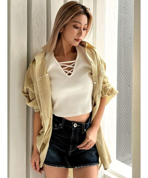 GYDA（ジェイダ）の「2WAYバインダーショートトップス（Tシャツ/カットソー・レディース・ブラック/ミント/オフホワイト/その他1・FREE）」の15枚目の写真