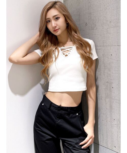 GYDA（ジェイダ）の「2WAYバインダーショートトップス（Tシャツ/カットソー・レディース・ブラック/ミント/オフホワイト/その他1・FREE）」の17枚目の写真