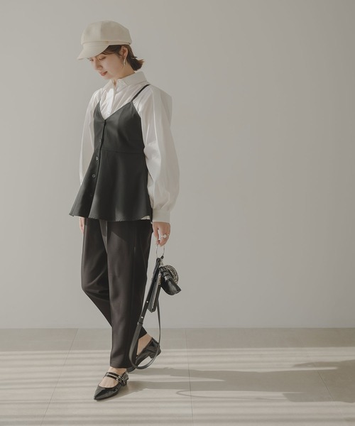 rectangle（レクタングル）の「ペプラムフレアキャミソール（キャミソール・レディース・ブラック/アイボリー・FREE）」の8枚目の写真