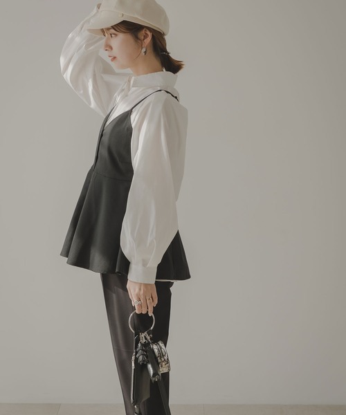 rectangle（レクタングル）の「ペプラムフレアキャミソール（キャミソール・レディース・ブラック/アイボリー・FREE）」の9枚目の写真