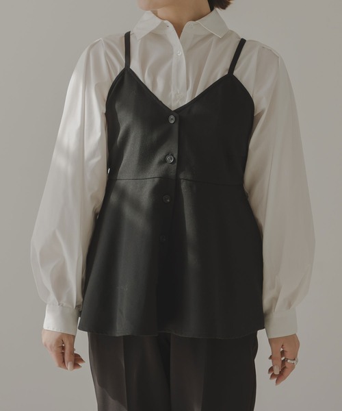 rectangle（レクタングル）の「ペプラムフレアキャミソール（キャミソール・レディース・ブラック/アイボリー・FREE）」の10枚目の写真