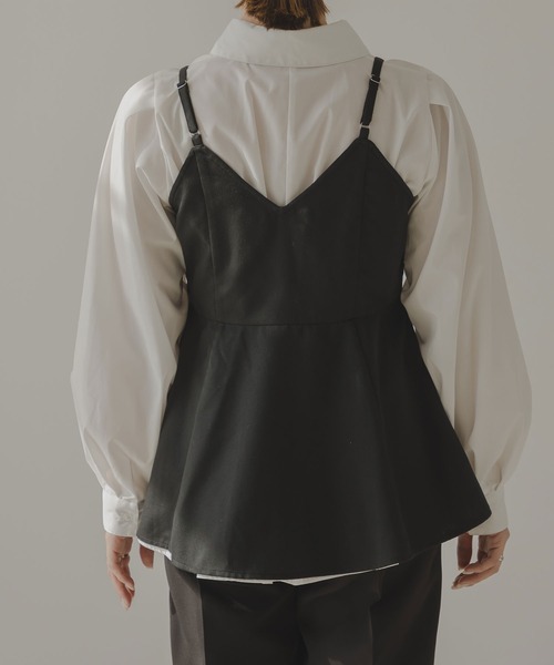 rectangle（レクタングル）の「ペプラムフレアキャミソール（キャミソール・レディース・ブラック/アイボリー・FREE）」の11枚目の写真