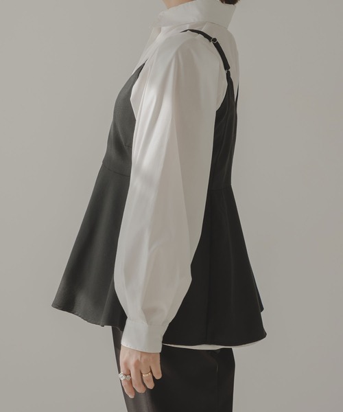 rectangle（レクタングル）の「ペプラムフレアキャミソール（キャミソール・レディース・ブラック/アイボリー・FREE）」の12枚目の写真