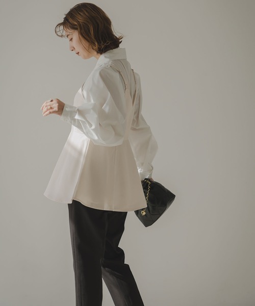 rectangle（レクタングル）の「ペプラムフレアキャミソール（キャミソール・レディース・ブラック/アイボリー・FREE）」の4枚目の写真