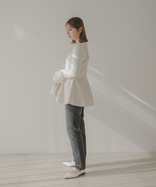 rectangle（レクタングル）の「ペプラムフレアキャミソール（キャミソール・レディース・ブラック/アイボリー・FREE）」の5枚目の写真