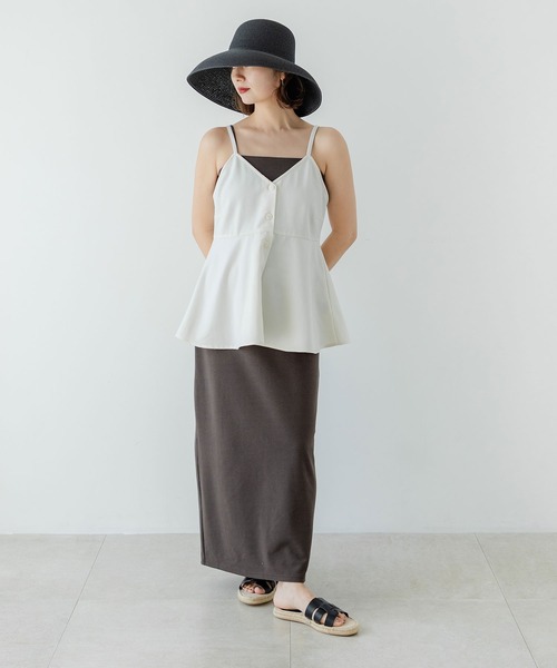 rectangle（レクタングル）の「ペプラムフレアキャミソール（キャミソール・レディース・ブラック/アイボリー・FREE）」の18枚目の写真