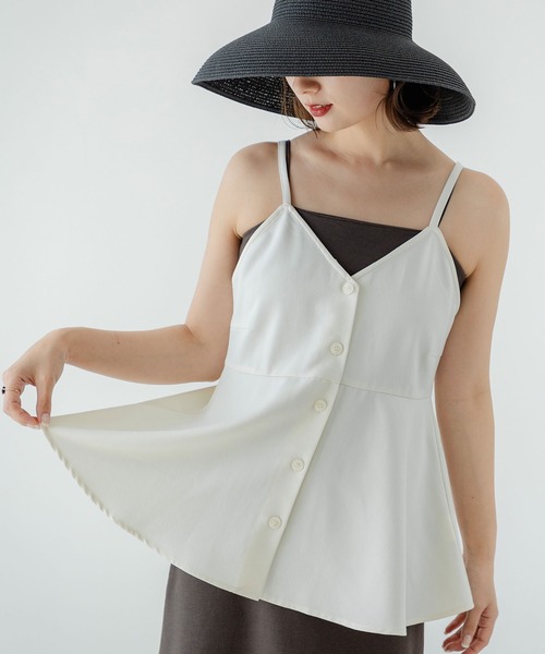 rectangle（レクタングル）の「ペプラムフレアキャミソール（キャミソール・レディース・ブラック/アイボリー・FREE）」の16枚目の写真