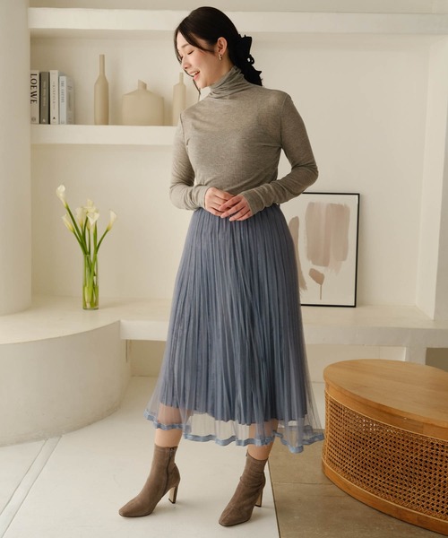 ZAKKA-BOX(ザッカボックス)の「薄くて暖かウール混インナータートル(Tシャツ/カットソー・レディース・ブラック/グレー/アイボリー/ブルー/ピンク・FREE)」の13枚目の写真