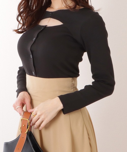 Lace Ladies(レースレディース)の「フロント ボタン カットアウト デザイン トップス(その他トップス・レディース・ブラック/ブラウン・FREE)」の10枚目の写真