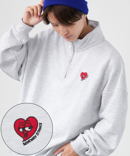 SIDEWAY STANCE（サイドウェイスタンス）の「【SIDEWAY STANCE】ワンポイント 刺しゅう スウェット ハーフジップトレーナー（スウェット・メンズ・グレー/ブラック/ブラック系/グレー系/ライトグレー/ライトグレー系/ブラック系1/ネイビー系1/グレー系1/ネイビー/ネイビー系・MEDIUM/LARGE/X-LARGE/SMALL）」の6枚目の写真