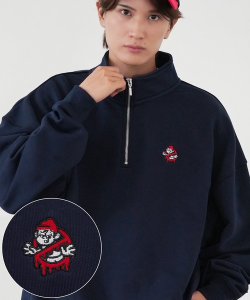 SIDEWAY STANCE（サイドウェイスタンス）の「【SIDEWAY STANCE】ワンポイント 刺しゅう スウェット ハーフジップトレーナー（スウェット・メンズ・グレー/ブラック/ブラック系/グレー系/ライトグレー/ライトグレー系/ブラック系1/ネイビー系1/グレー系1/ネイビー/ネイビー系・MEDIUM/LARGE/X-LARGE/SMALL）」の11枚目の写真