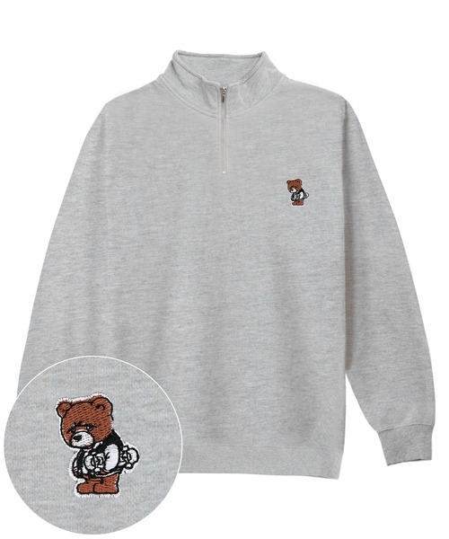 SIDEWAY STANCE（サイドウェイスタンス）の「【SIDEWAY STANCE】ワンポイント 刺しゅう スウェット ハーフジップトレーナー（スウェット・メンズ・グレー/ブラック/ブラック系/グレー系/ライトグレー/ライトグレー系/ブラック系1/ネイビー系1/グレー系1/ネイビー/ネイビー系・MEDIUM/LARGE/X-LARGE/SMALL）」の5枚目の写真