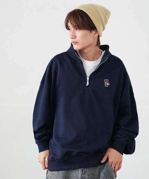 SIDEWAY STANCE（サイドウェイスタンス）の「【SIDEWAY STANCE】ワンポイント 刺しゅう スウェット ハーフジップトレーナー（スウェット・メンズ・グレー/ブラック/ブラック系/グレー系/ライトグレー/ライトグレー系/ブラック系1/ネイビー系1/グレー系1/ネイビー/ネイビー系・MEDIUM/LARGE/X-LARGE/SMALL）」の18枚目の写真