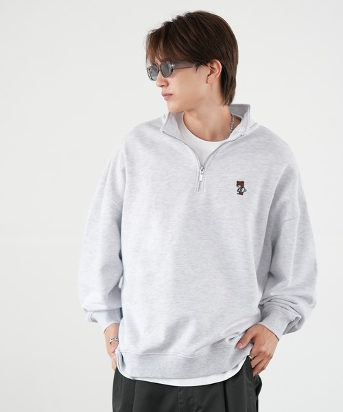 SIDEWAY STANCE（サイドウェイスタンス）の「【SIDEWAY STANCE】ワンポイント 刺しゅう スウェット ハーフジップトレーナー（スウェット・メンズ・グレー/ブラック/ブラック系/グレー系/ライトグレー/ライトグレー系/ブラック系1/ネイビー系1/グレー系1/ネイビー/ネイビー系・MEDIUM/LARGE/X-LARGE/SMALL）」の15枚目の写真