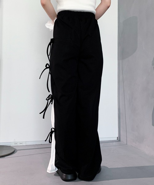 SHEPP（シープ）の「サイドリボン スリット プリーツ ストレートパンツ（その他パンツ・レディース・ブラック・M/L/XL）」の13枚目の写真