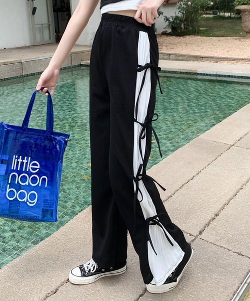 SHEPP（シープ）の「サイドリボン スリット プリーツ ストレートパンツ（その他パンツ・レディース・ブラック・M/L/XL）」の18枚目の写真