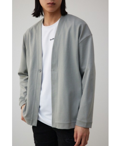 AZUL by moussy(アズールバイマウジー)の「ツイルワンボタンカーディガン(カーディガン/ボレロ・メンズ・ライトグレー/ブラック・FREE)」の4枚目の写真