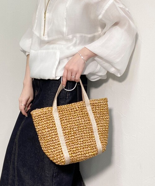 fredy emue（フレディエミュ）の「ラメテープペーパートートバッグ（トートバッグ・レディース・ベージュ/グレー/ブラック・FREE）」の5枚目の写真