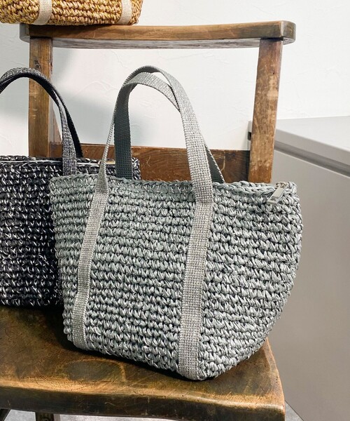 fredy emue（フレディエミュ）の「ラメテープペーパートートバッグ（トートバッグ・レディース・ベージュ/グレー/ブラック・FREE）」の8枚目の写真