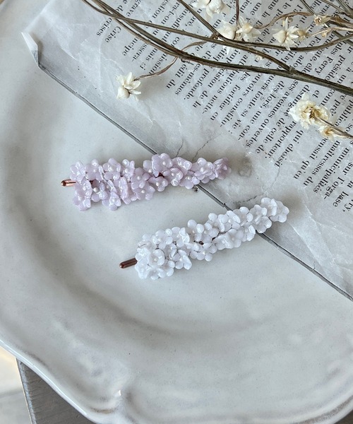 m.soeur（エムスール）の「ランタナのクリアヘアピン（ヘアピン・レディース・ホワイト/ピンク・FREE）」の6枚目の写真