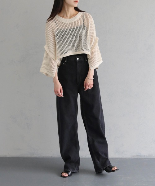 cheriella(シェリエラ)の「【cheriella】メッシュショートトップス MESH SHORT TOPS(ニット/セーター・レディース・カーキ/ブルー/ブラック/アイボリー・M)」の16枚目の写真