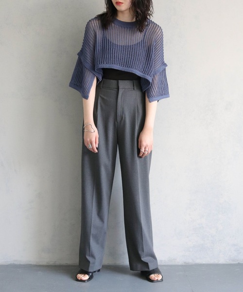 cheriella(シェリエラ)の「【cheriella】メッシュショートトップス MESH SHORT TOPS(ニット/セーター・レディース・カーキ/ブルー/ブラック/アイボリー・M)」の7枚目の写真