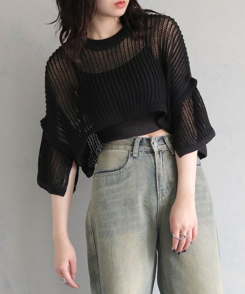 cheriella(シェリエラ)の「【cheriella】メッシュショートトップス MESH SHORT TOPS(ニット/セーター・レディース・カーキ/ブルー/ブラック/アイボリー・M)」の20枚目の写真