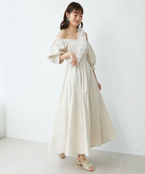 MAJESTIC LEGON（マジェスティックレゴン）の「前後2wayシャーリングワンピース（ワンピース・レディース・ブラック/アイボリー/ライトグレー・MEDIUM）」の8枚目の写真