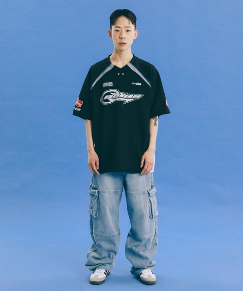 PHYPS(フィジカルエデュケーションデパートメント)の「PHYPS メッシュ モーターサイクル ラグラン SS(Tシャツ/カットソー・メンズ・ホワイト/ブラック・L/M/XS)」の3枚目の写真