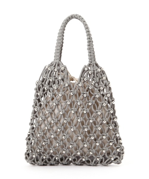 FREE'S MART（フリーズマート）の「◆マクラメトート（ハンドバッグ・レディース・ホワイト/ライトグリーン・ﾌﾘ-）」の9枚目の写真