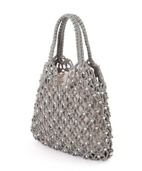 FREE'S MART（フリーズマート）の「◆マクラメトート（ハンドバッグ・レディース・ホワイト/ライトグリーン・ﾌﾘ-）」の10枚目の写真