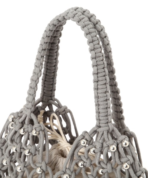 FREE'S MART（フリーズマート）の「◆マクラメトート（ハンドバッグ・レディース・ホワイト/ライトグリーン・ﾌﾘ-）」の11枚目の写真
