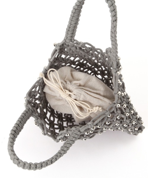 FREE'S MART（フリーズマート）の「◆マクラメトート（ハンドバッグ・レディース・ホワイト/ライトグリーン・ﾌﾘ-）」の15枚目の写真