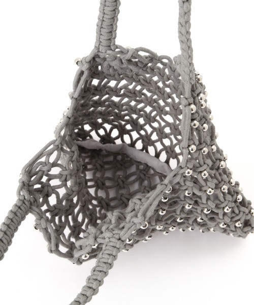 FREE'S MART（フリーズマート）の「◆マクラメトート（ハンドバッグ・レディース・ホワイト/ライトグリーン・ﾌﾘ-）」の16枚目の写真