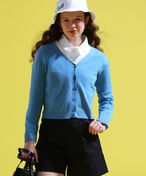 sara&cake(サラアンドケイク)の「Vネックカーディガン(カーディガン/ボレロ・レディース・ブルー系/ピンク系/ベージュ系/ホワイト/グレー系・FREE)」の4枚目の写真