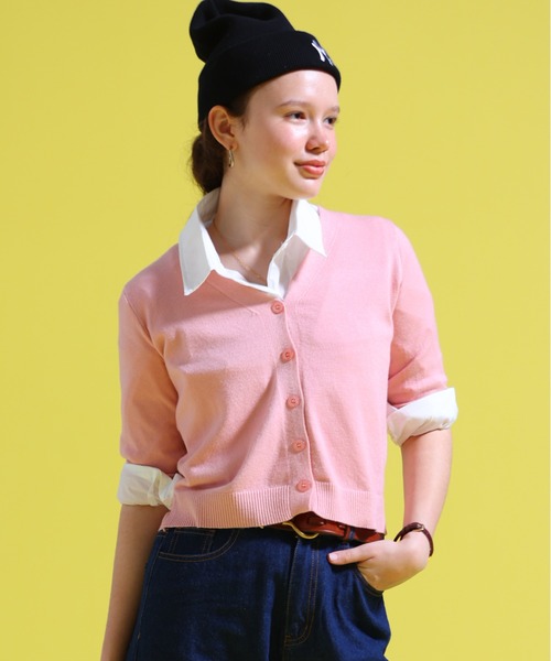 sara&cake(サラアンドケイク)の「Vネックカーディガン(カーディガン/ボレロ・レディース・ブルー系/ピンク系/ベージュ系/ホワイト/グレー系・FREE)」の5枚目の写真