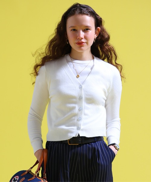 sara&cake(サラアンドケイク)の「Vネックカーディガン(カーディガン/ボレロ・レディース・ブルー系/ピンク系/ベージュ系/ホワイト/グレー系・FREE)」の2枚目の写真