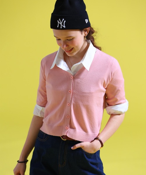 sara&cake(サラアンドケイク)の「Vネックカーディガン(カーディガン/ボレロ・レディース・ブルー系/ピンク系/ベージュ系/ホワイト/グレー系・FREE)」の13枚目の写真