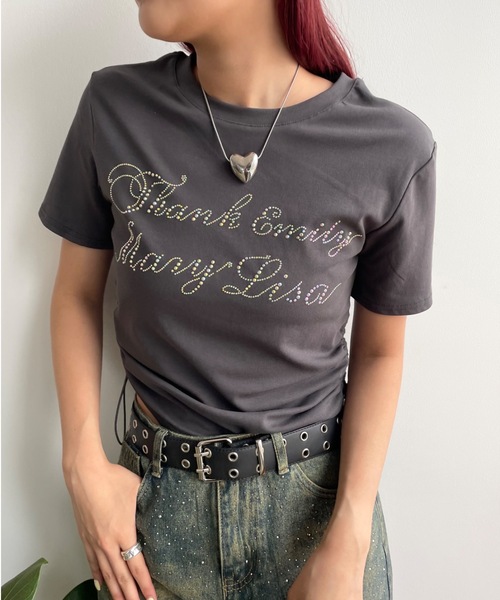 SHAGGIE（シャギー）の「サイドシャーリングオーロラフィットミニTEEシャツ（Tシャツ/カットソー・レディース・ホワイト/ブラック/チャコールグレー・FREE）」の3枚目の写真