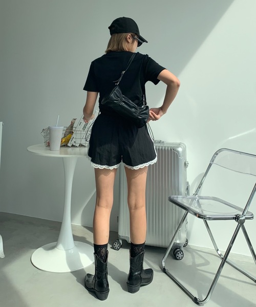 SHAGGIE（シャギー）の「サイドシャーリングオーロラフィットミニTEEシャツ（Tシャツ/カットソー・レディース・ホワイト/ブラック/チャコールグレー・FREE）」の6枚目の写真