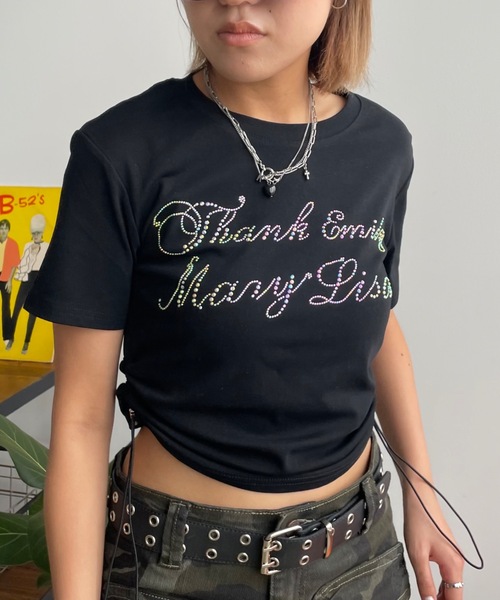 SHAGGIE（シャギー）の「サイドシャーリングオーロラフィットミニTEEシャツ（Tシャツ/カットソー・レディース・ホワイト/ブラック/チャコールグレー・FREE）」の14枚目の写真