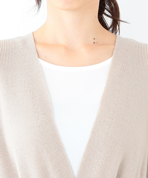 Demi-Luxe BEAMS（デミルクス ビームス）の「Demi-Luxe BEAMS / アゼ ロングカーディガン（カーディガン/ボレロ・レディース・ベージュ/ネイビー・ONE SIZE）」の4枚目の写真