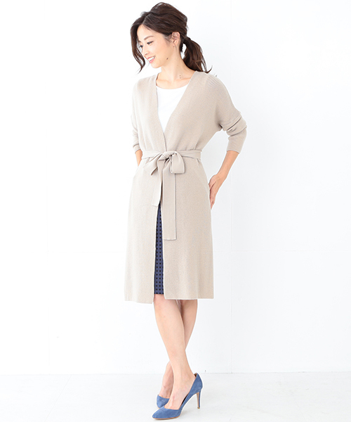 Demi-Luxe BEAMS（デミルクス ビームス）の「Demi-Luxe BEAMS / アゼ ロングカーディガン（カーディガン/ボレロ・レディース・ベージュ/ネイビー・ONE SIZE）」の16枚目の写真