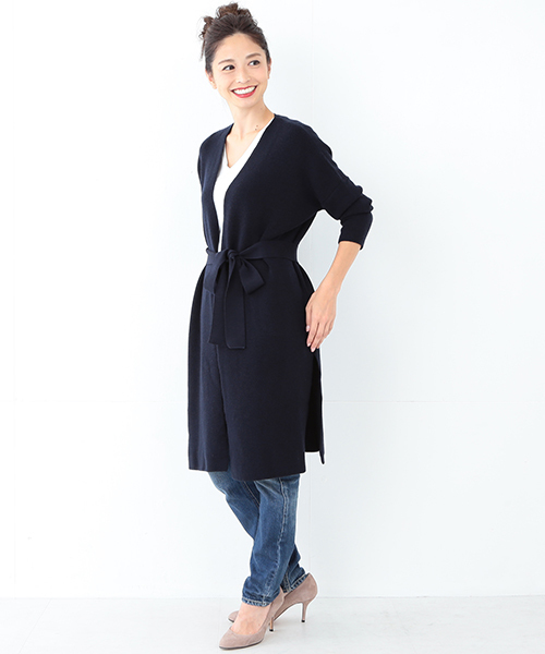 Demi-Luxe BEAMS（デミルクス ビームス）の「Demi-Luxe BEAMS / アゼ ロングカーディガン（カーディガン/ボレロ・レディース・ベージュ/ネイビー・ONE SIZE）」の13枚目の写真