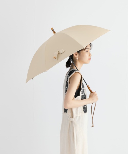 URBAN RESEARCH(アーバンリサーチ)の「晴雨兼用バンブーアンブレラ(長傘・レディース・ホワイト/ベージュ/ブラック・-)」の1枚目の写真