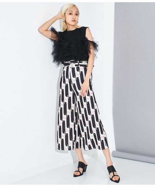 Settimissimo（セッティミッシモ）の「ITALY ジオメトリック柄 友布ベルト付 クロップドパンツ（その他パンツ・レディース・ブラック/ピンク・FREE）」の20枚目の写真