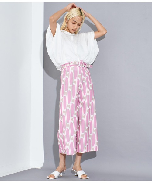 Settimissimo（セッティミッシモ）の「ITALY ジオメトリック柄 友布ベルト付 クロップドパンツ（その他パンツ・レディース・ブラック/ピンク・FREE）」の15枚目の写真