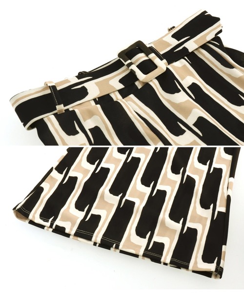 Settimissimo（セッティミッシモ）の「ITALY ジオメトリック柄 友布ベルト付 クロップドパンツ（その他パンツ・レディース・ブラック/ピンク・FREE）」の6枚目の写真